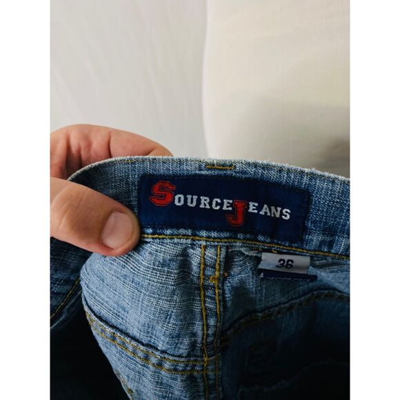 Source Jean's Men's Denim Shorts Blue Retro Loose mixed wash Size 36 X 14 - Picture 9 of 11